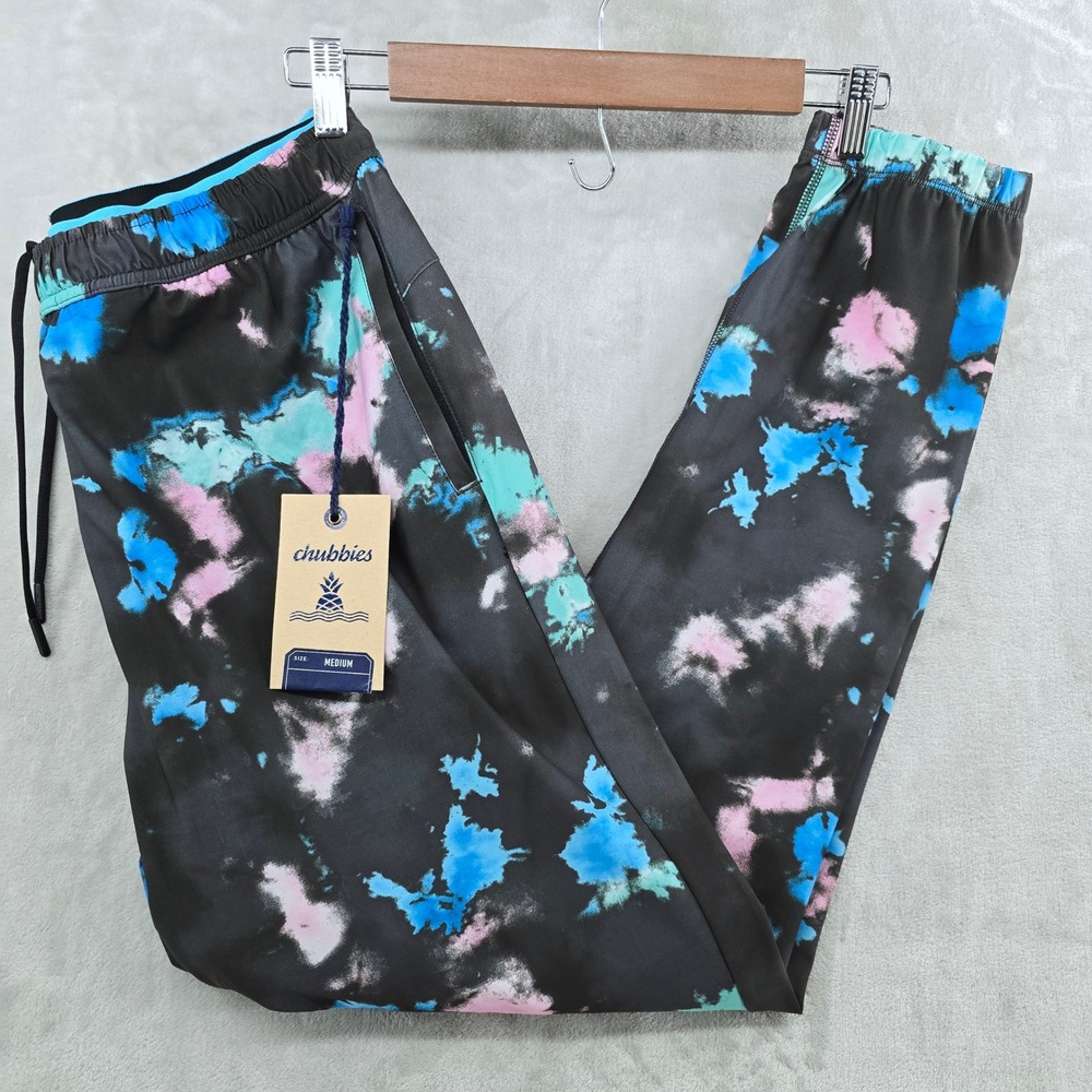 Chubbies Ultimate‎ Sport Jogger Mens Medium Black Tie Dye Paint Parties